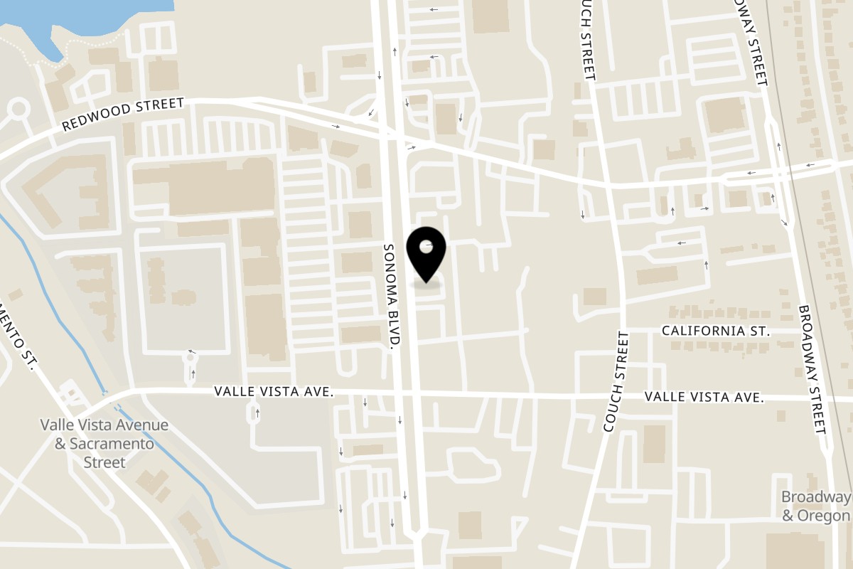 Map showing the location of Tacos Jalisco on 3420 Sonoma Blvd in Vallejo